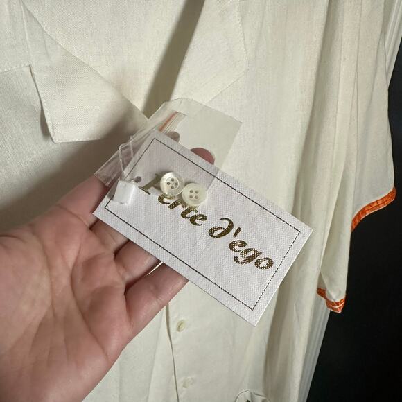 NEW Perte d'ego Men's White Embroidered Marigold Button Down Shirt Size XXL - Picture 5 of 11